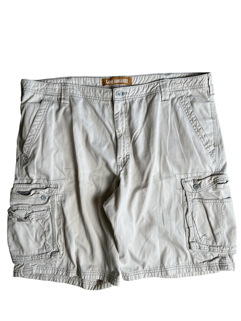 Lee Dungarees Shorts Mens 40 Beige Cargo Cotton Relaxed Fit Pockets Inseam 10